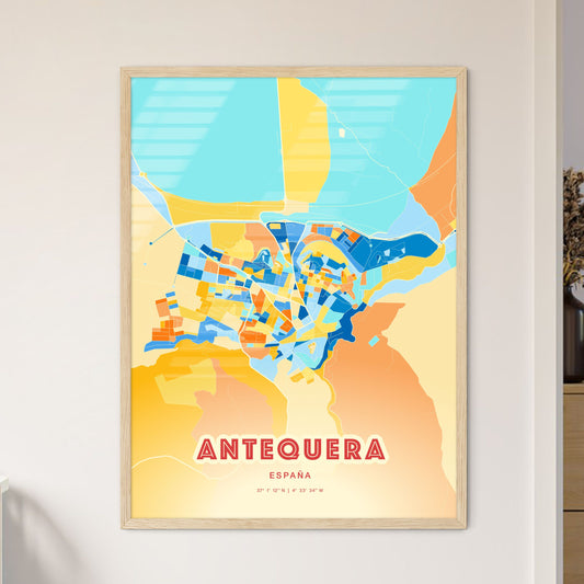 Colorful ANTEQUERA SPAIN Fine Art Map Blue Orange