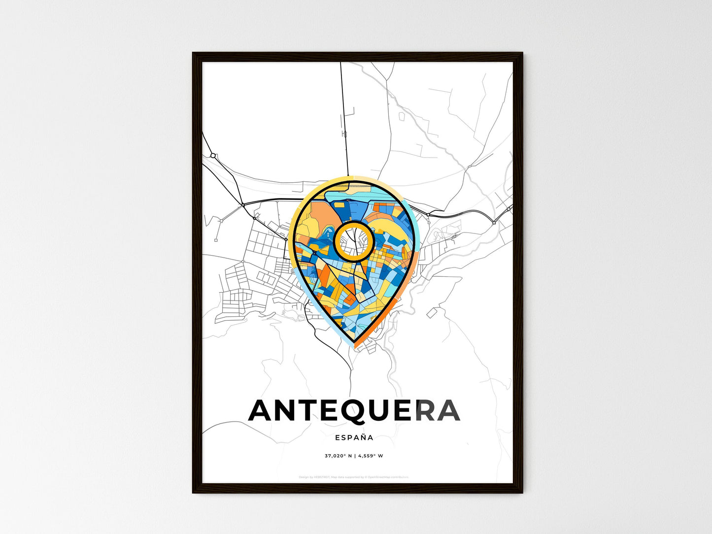 Antequera Spain wedding art map with pointer icon