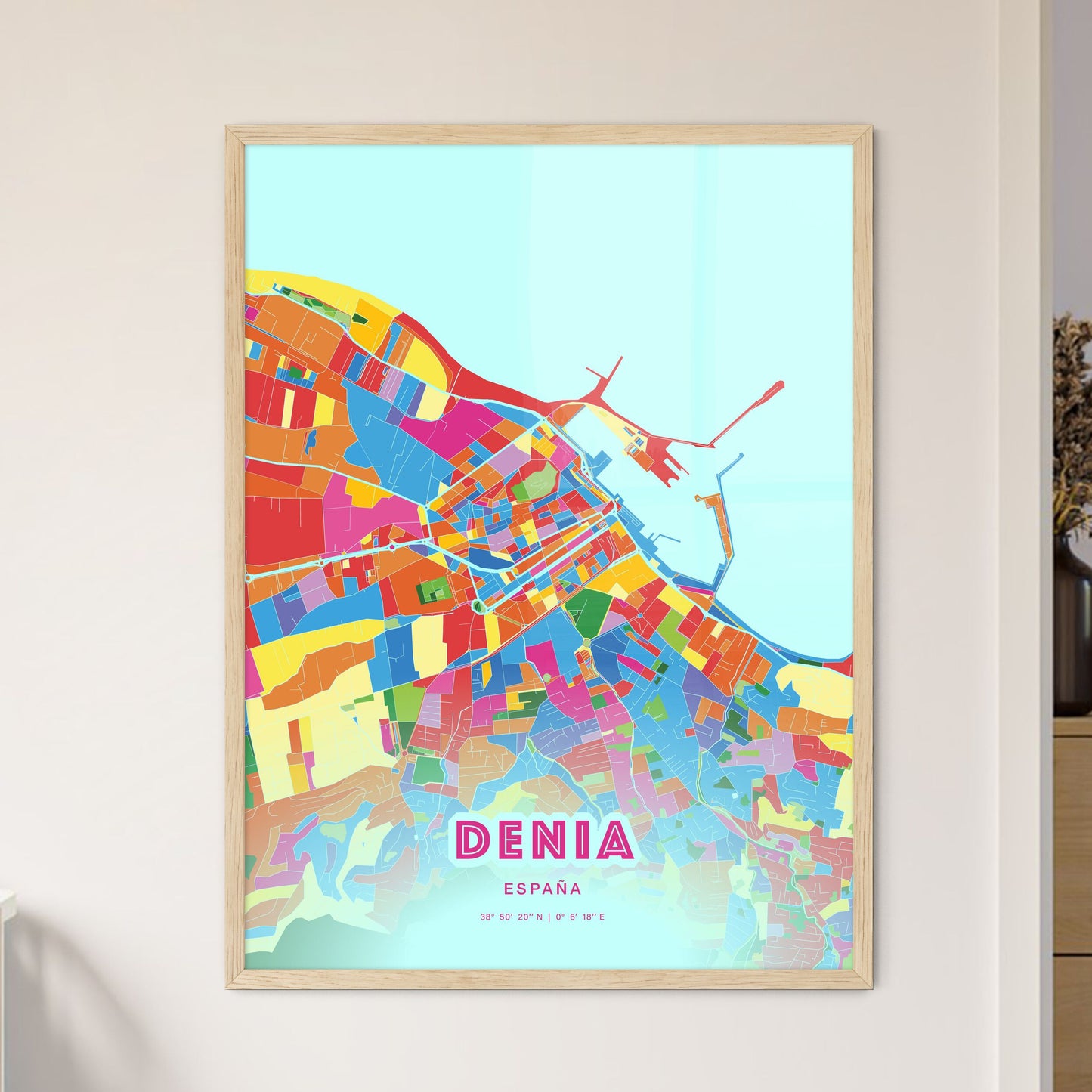 Colorful DENIA SPAIN Fine Art Map Crazy Colors