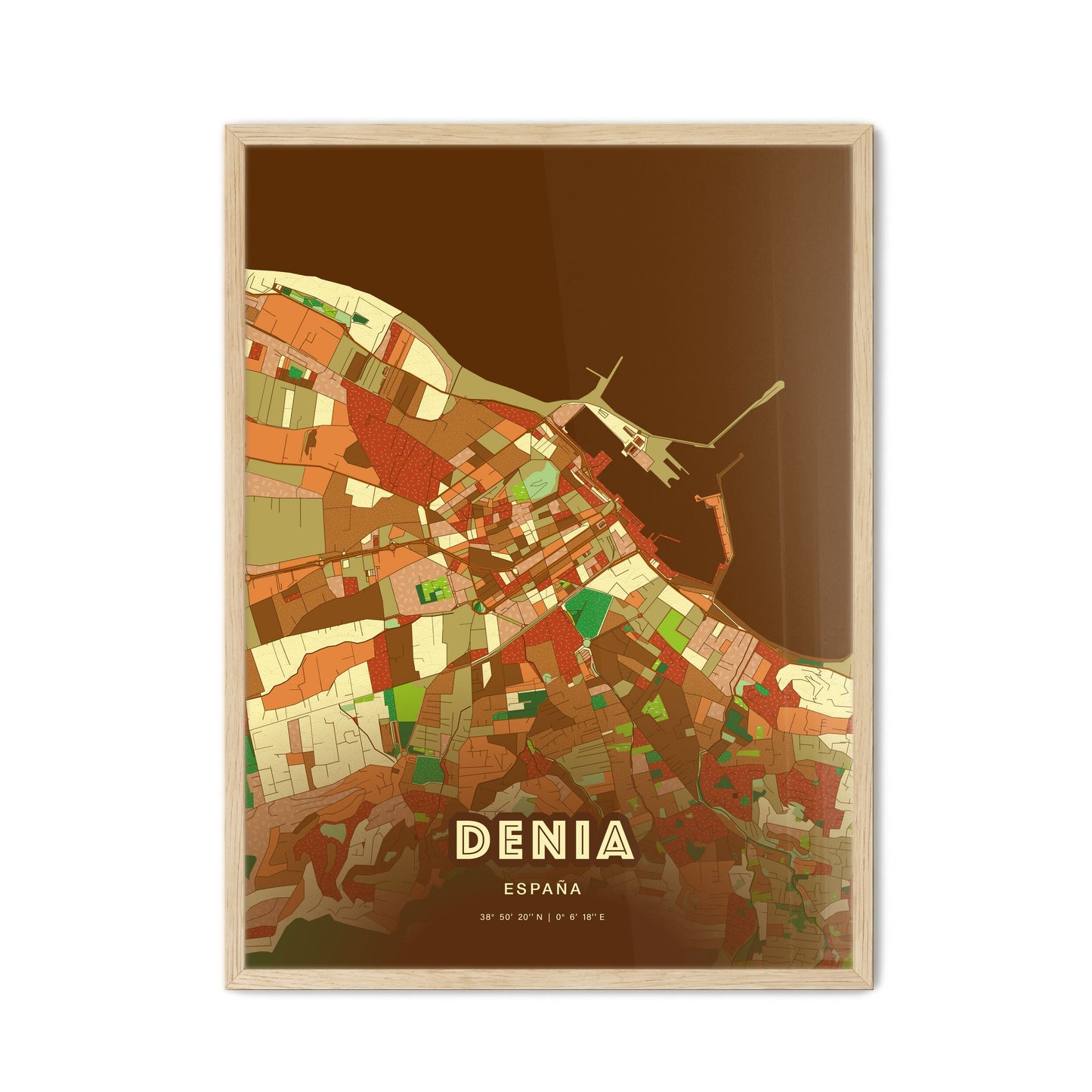 Colorful DENIA SPAIN Fine Art Map Farmhouse