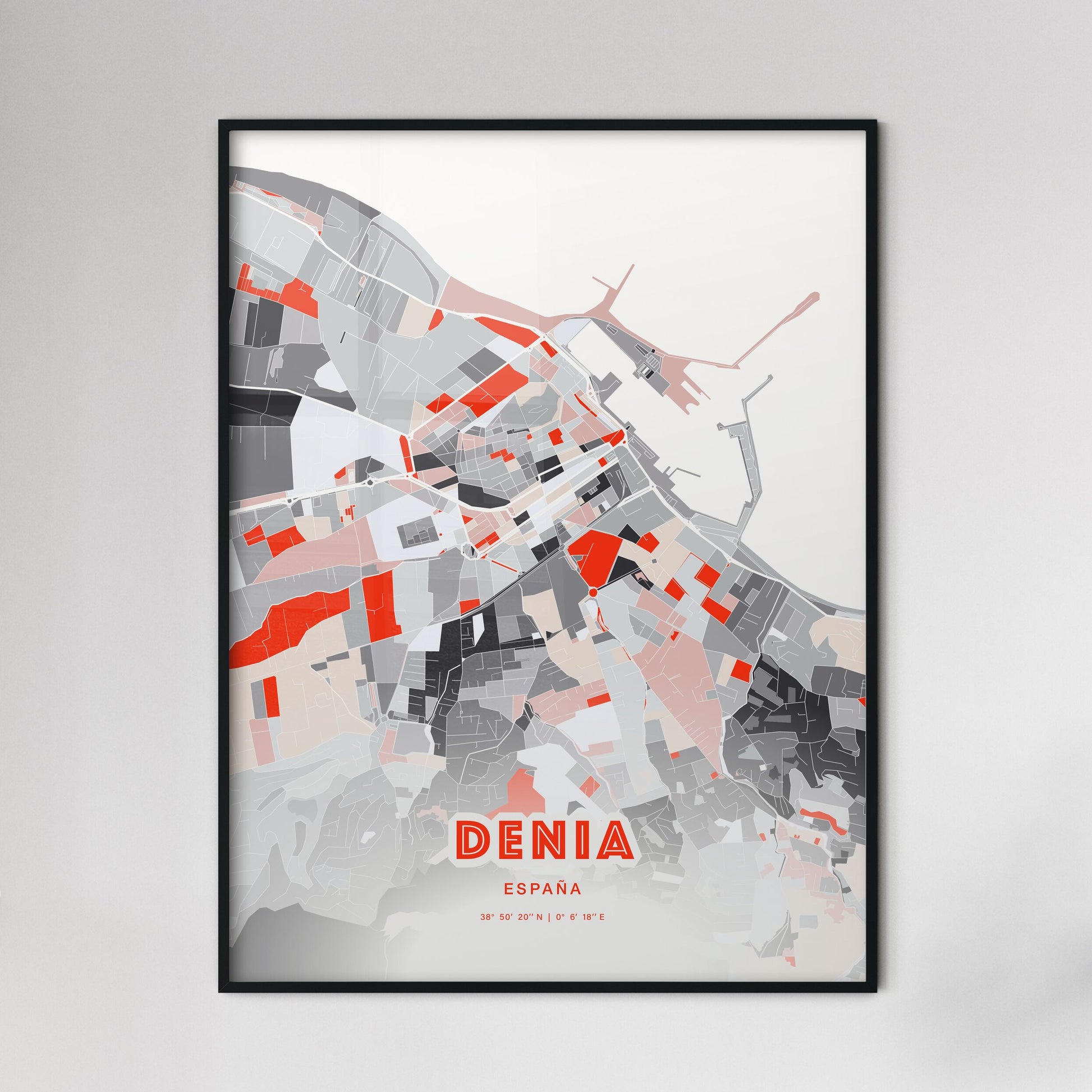 Colorful DENIA SPAIN Fine Art Map Modern