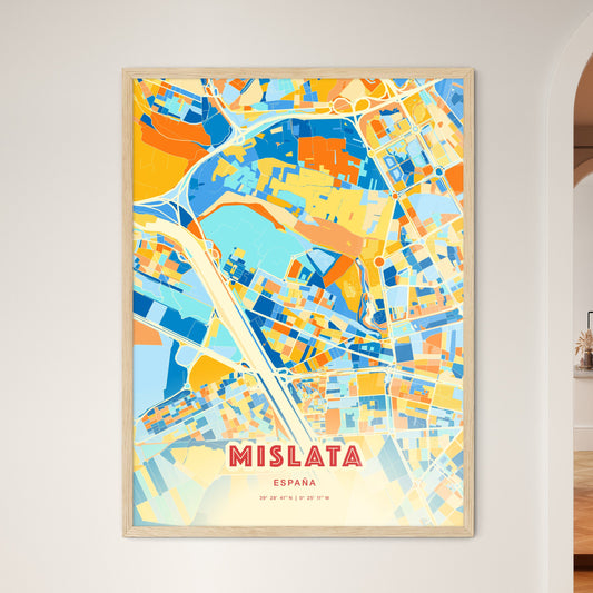 Colorful MISLATA SPAIN Fine Art Map Blue Orange