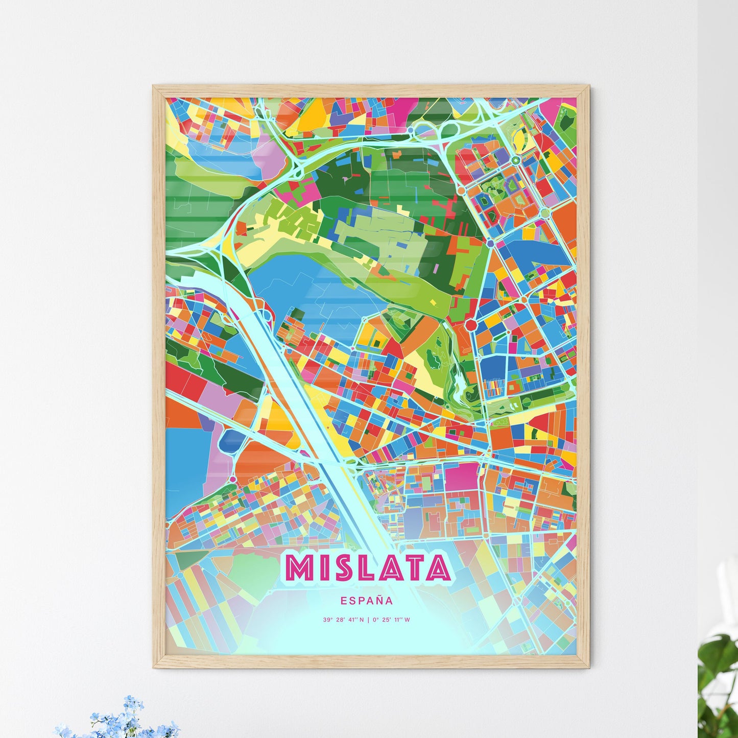 Colorful MISLATA SPAIN Fine Art Map Crazy Colors