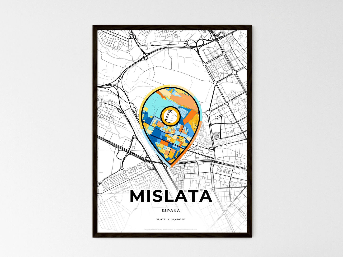 Mislata Spain wedding art map with pointer icon