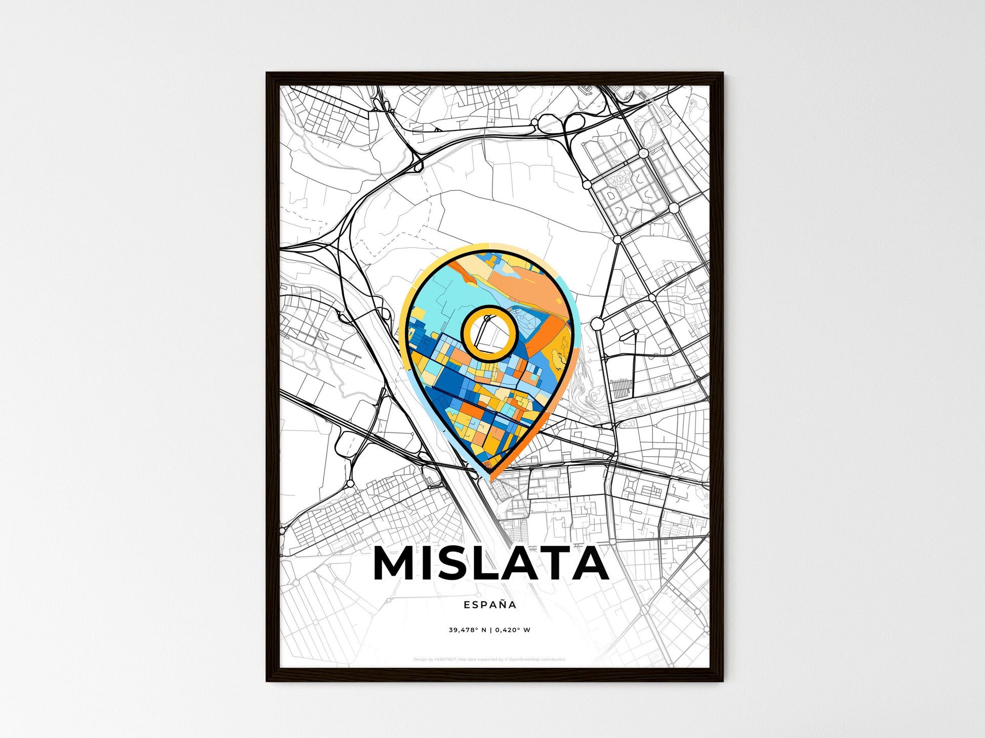 Mislata Spain wedding art map with pointer icon