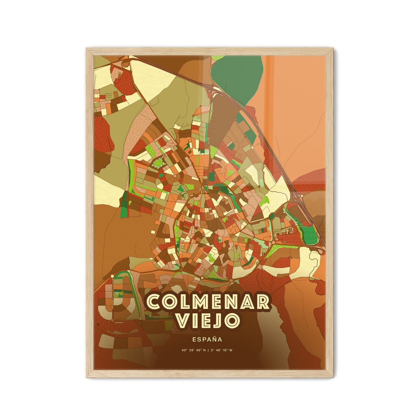 Colorful COLMENAR VIEJO SPAIN Fine Art Map Farmhouse