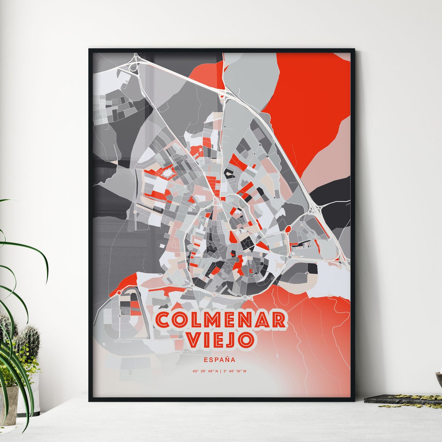 Colorful COLMENAR VIEJO SPAIN Fine Art Map Modern