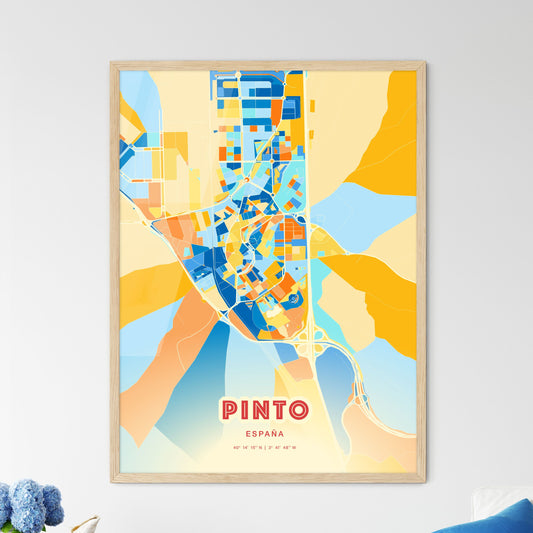 Colorful PINTO SPAIN Fine Art Map Blue Orange