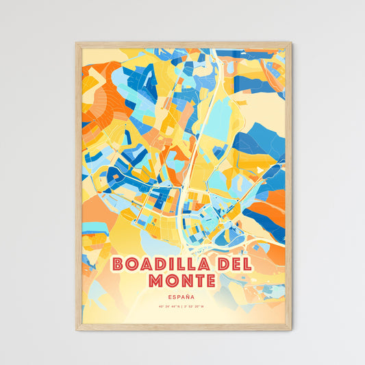 Colorful BOADILLA DEL MONTE SPAIN Fine Art Map Blue Orange