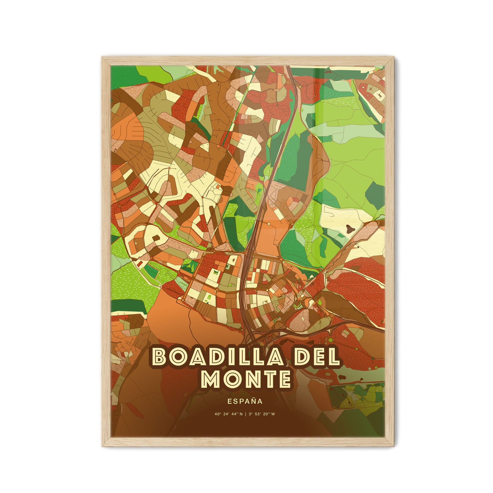 Colorful BOADILLA DEL MONTE SPAIN Fine Art Map Farmhouse