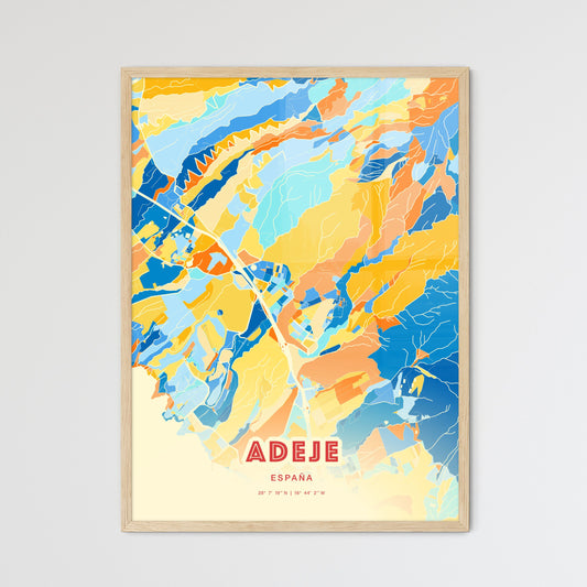 Colorful ADEJE SPAIN Fine Art Map Blue Orange