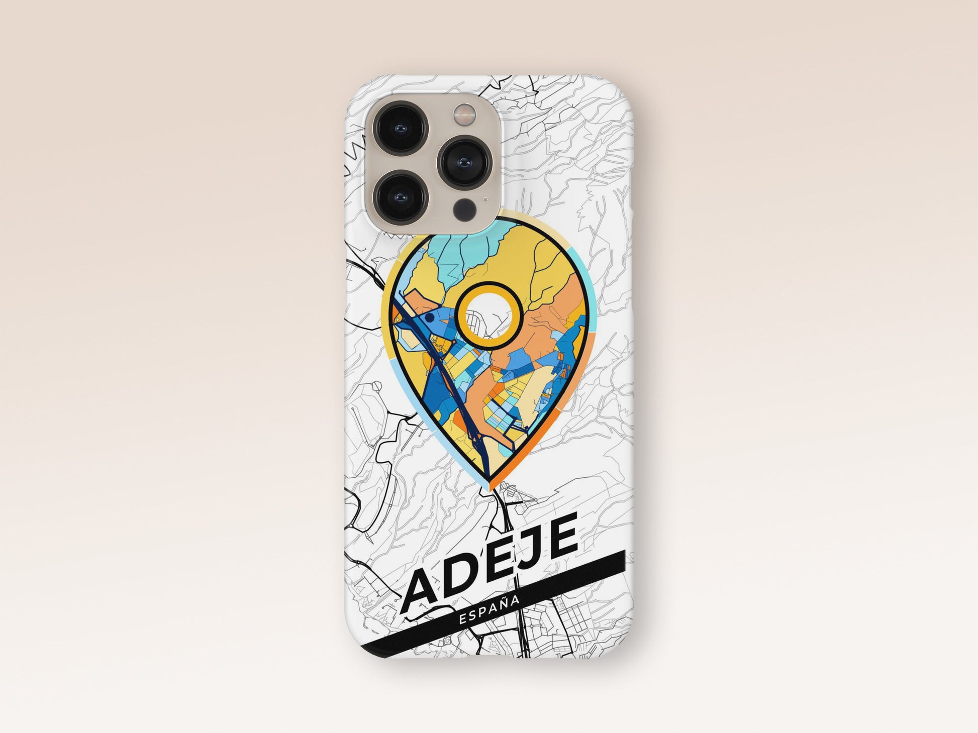 Adeje Spain slim phone case with colorful icon. Birthday, wedding or housewarming gift. Couple match cases. 1