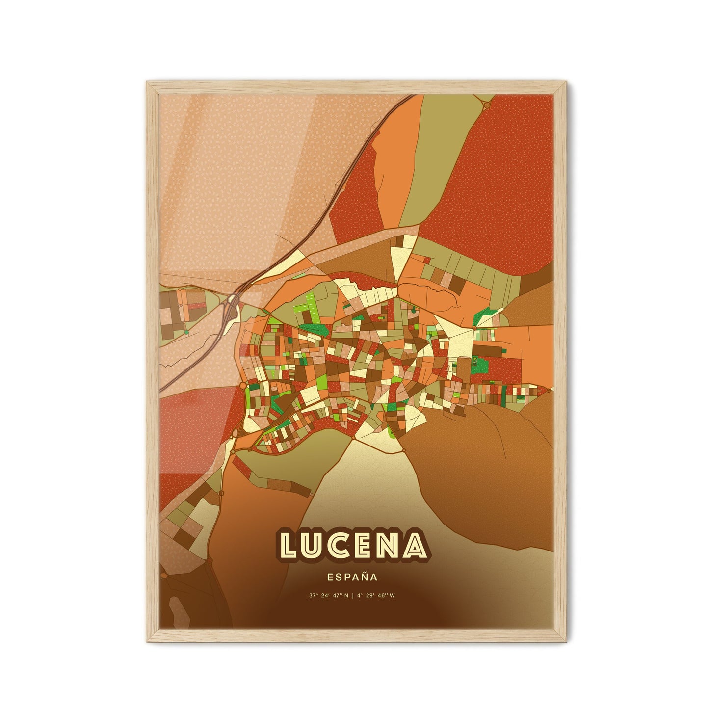 Colorful LUCENA SPAIN Fine Art Map Farmhouse