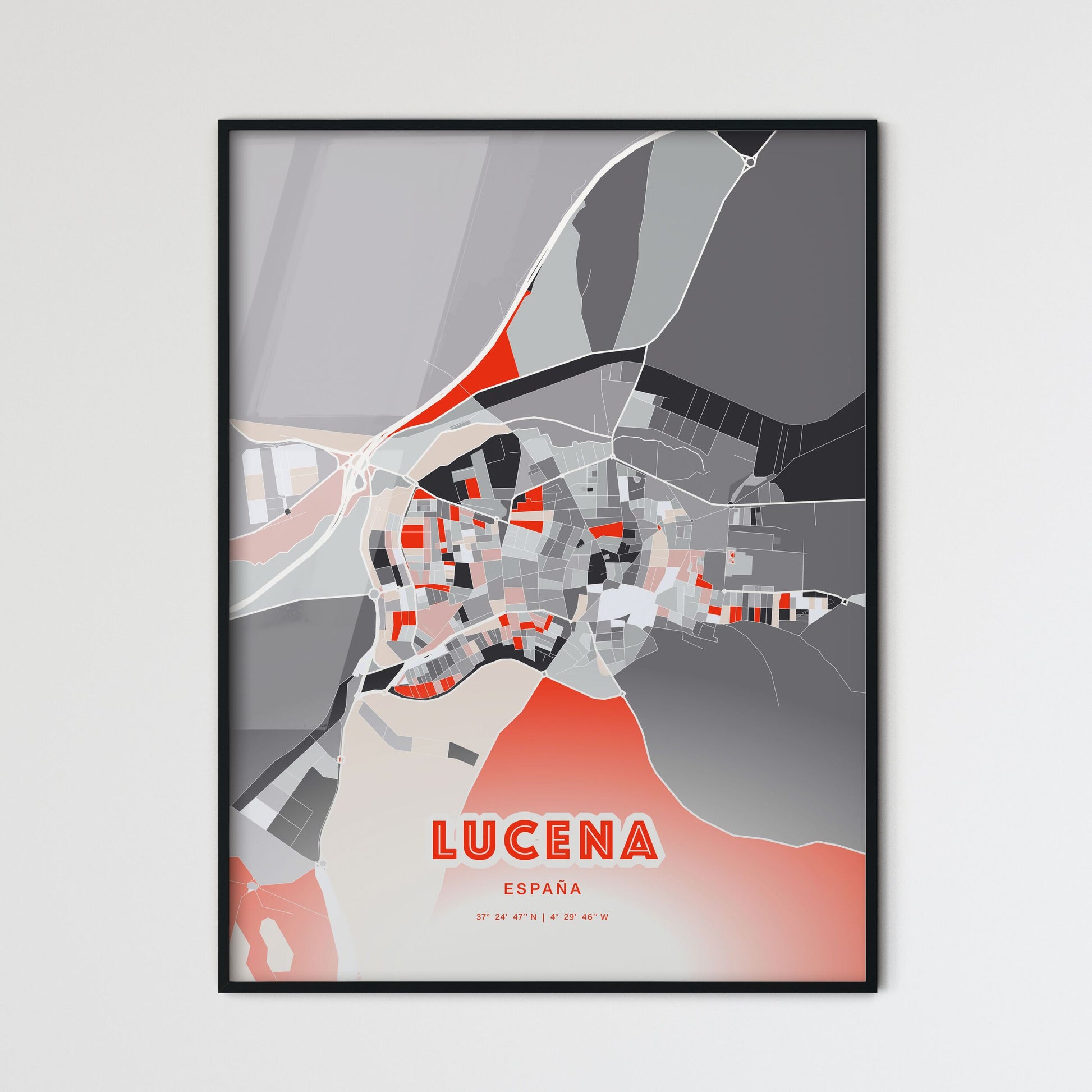 Colorful LUCENA SPAIN Fine Art Map Modern