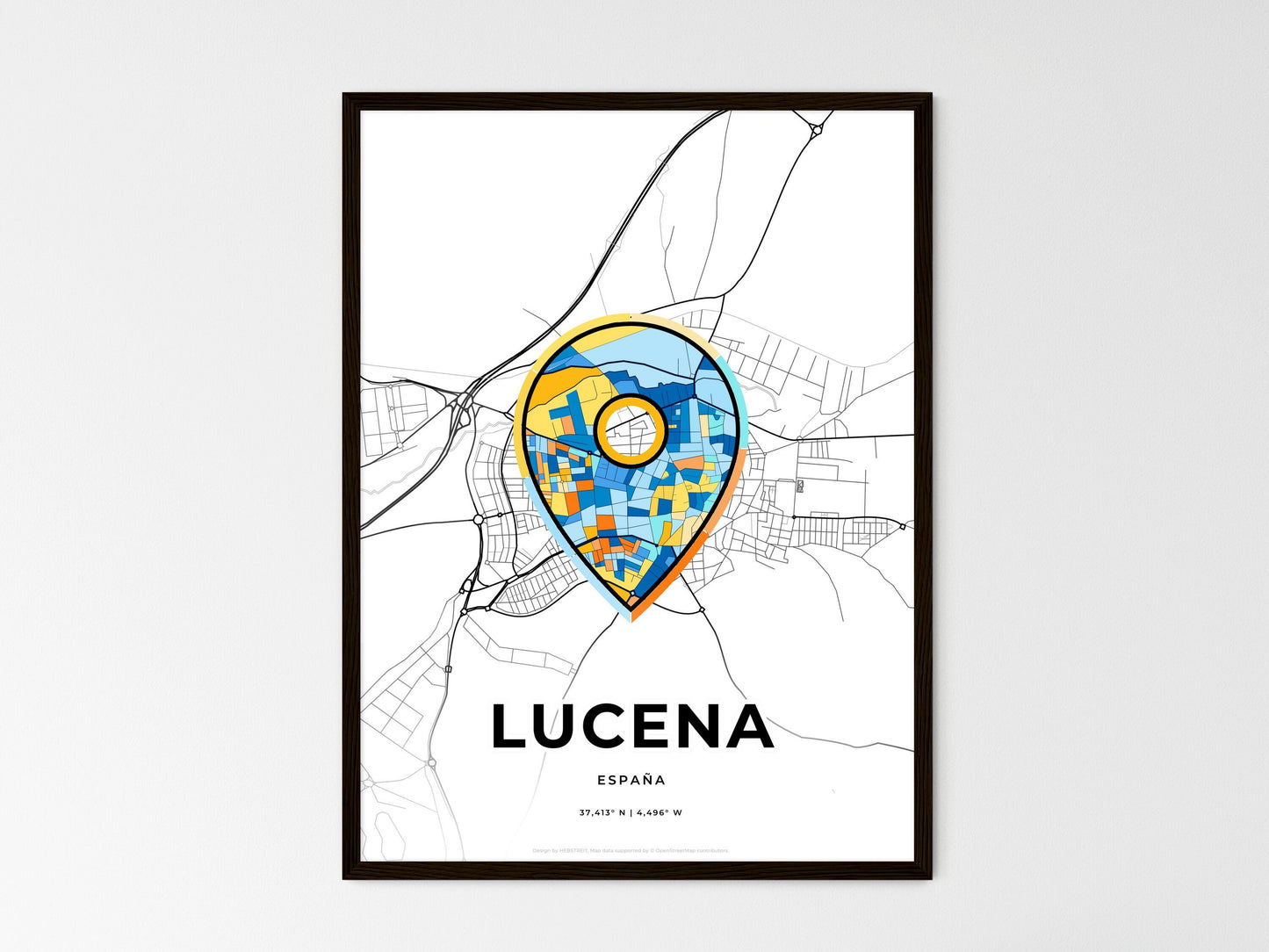 Lucena Spain wedding art map with pointer icon