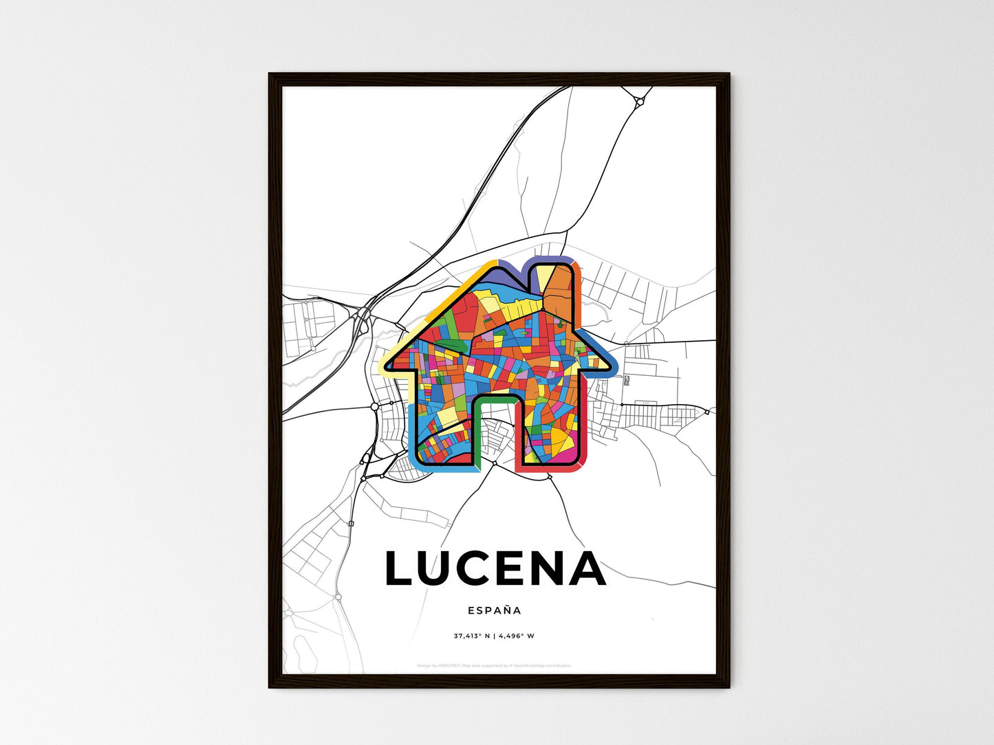Lucena Spain wedding art map with home icon