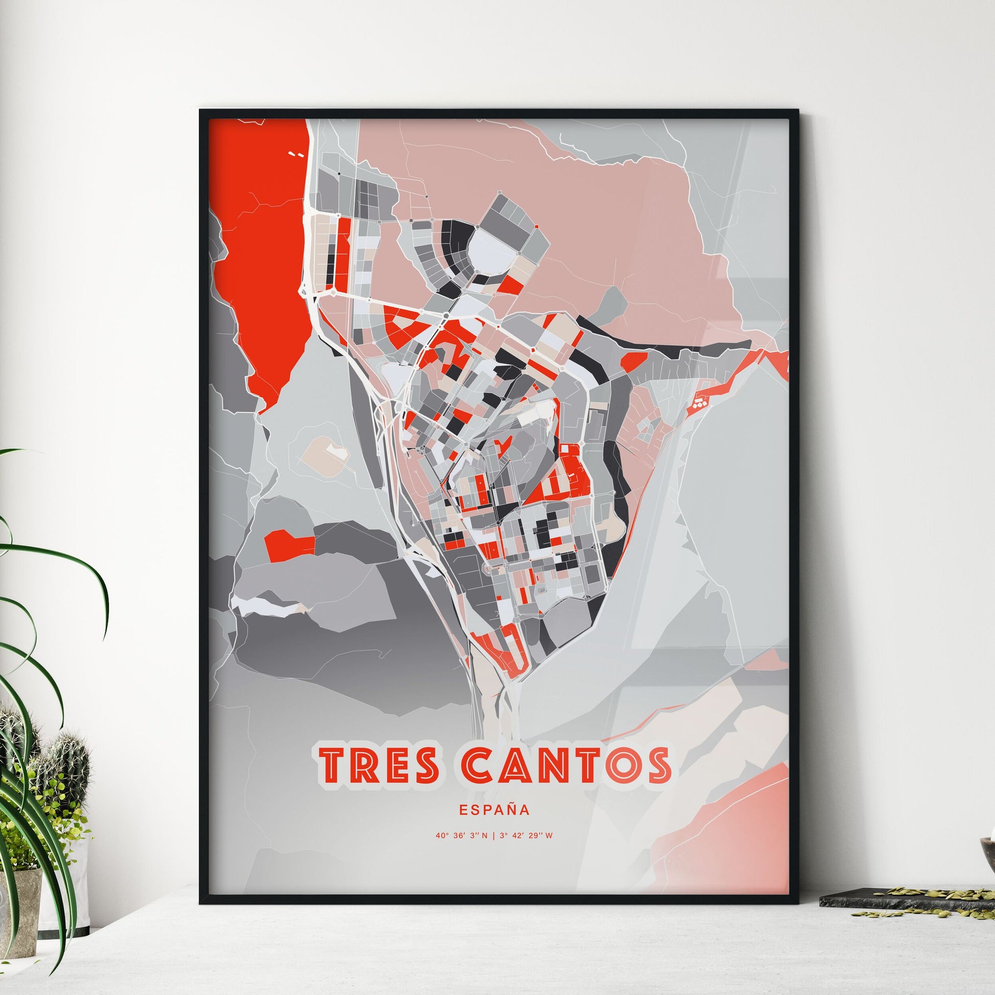 Colorful TRES CANTOS SPAIN Fine Art Map Modern