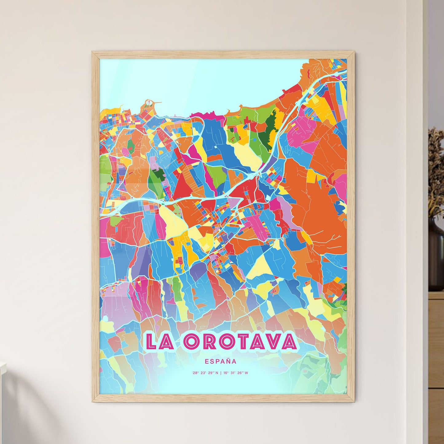 Colorful LA OROTAVA SPAIN Fine Art Map Crazy Colors
