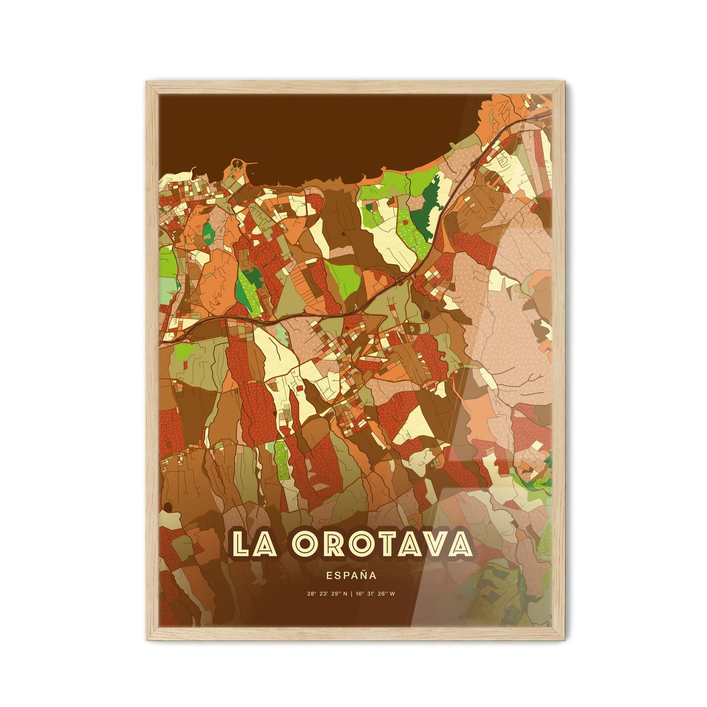 Colorful LA OROTAVA SPAIN Fine Art Map Farmhouse