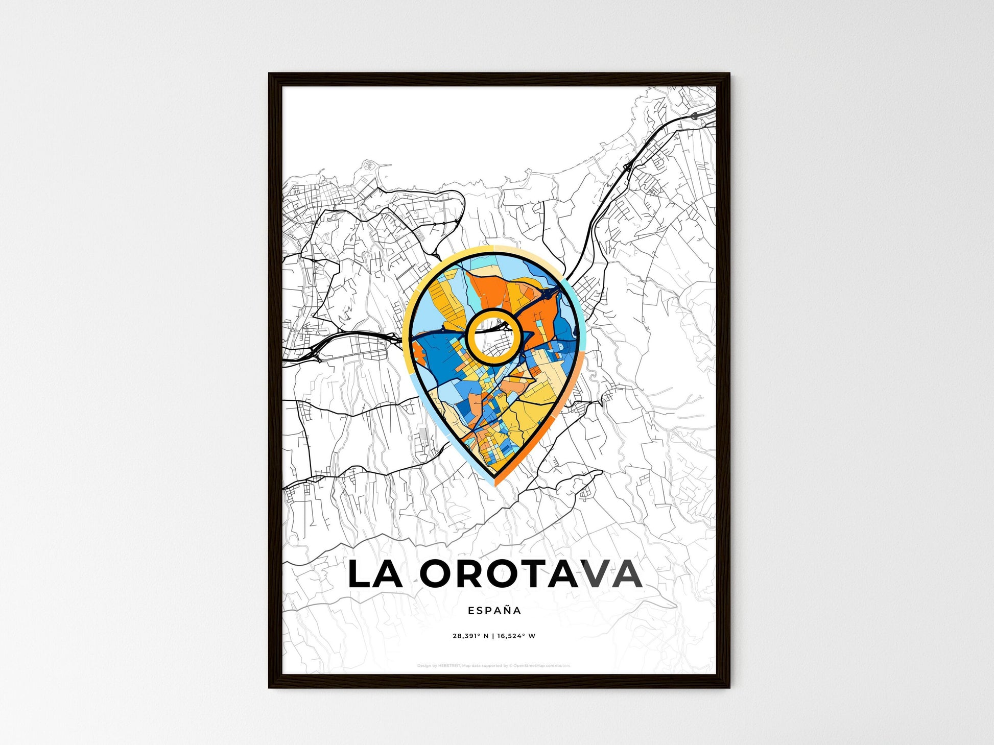La Orotava Spain wedding art map with pointer icon