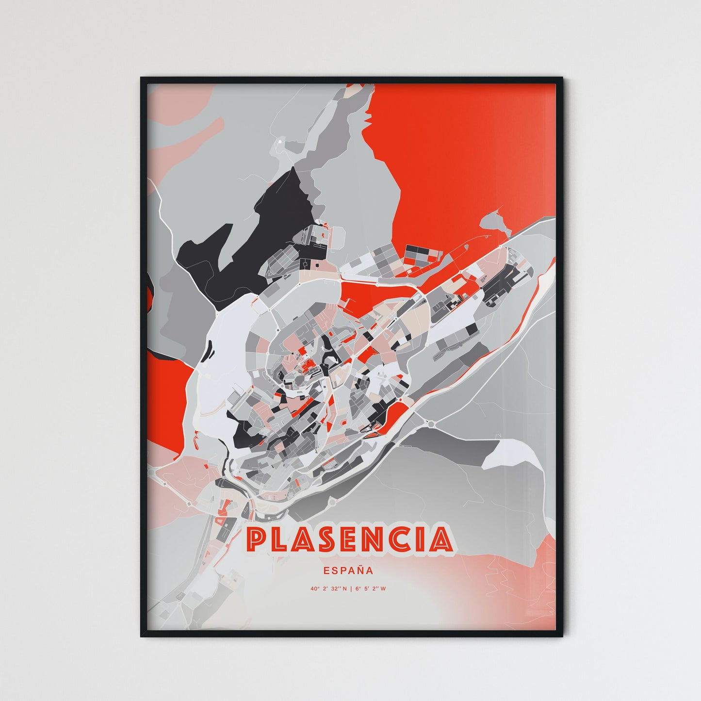 Colorful PLASENCIA SPAIN Fine Art Map Modern