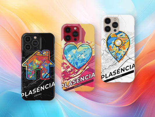 Plasencia Spain slim phone case with colorful icon. Birthday, wedding or housewarming gift. Couple match cases.