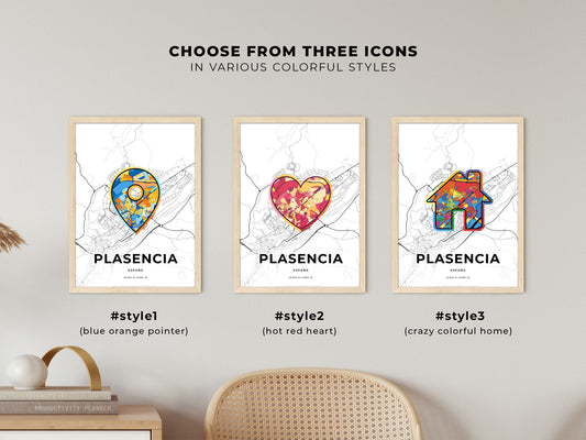 Plasencia Spain maps with colorful icons