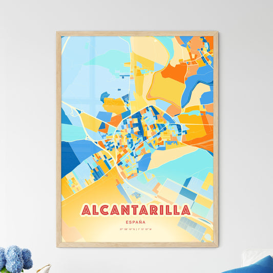 Colorful ALCANTARILLA SPAIN Fine Art Map Blue Orange