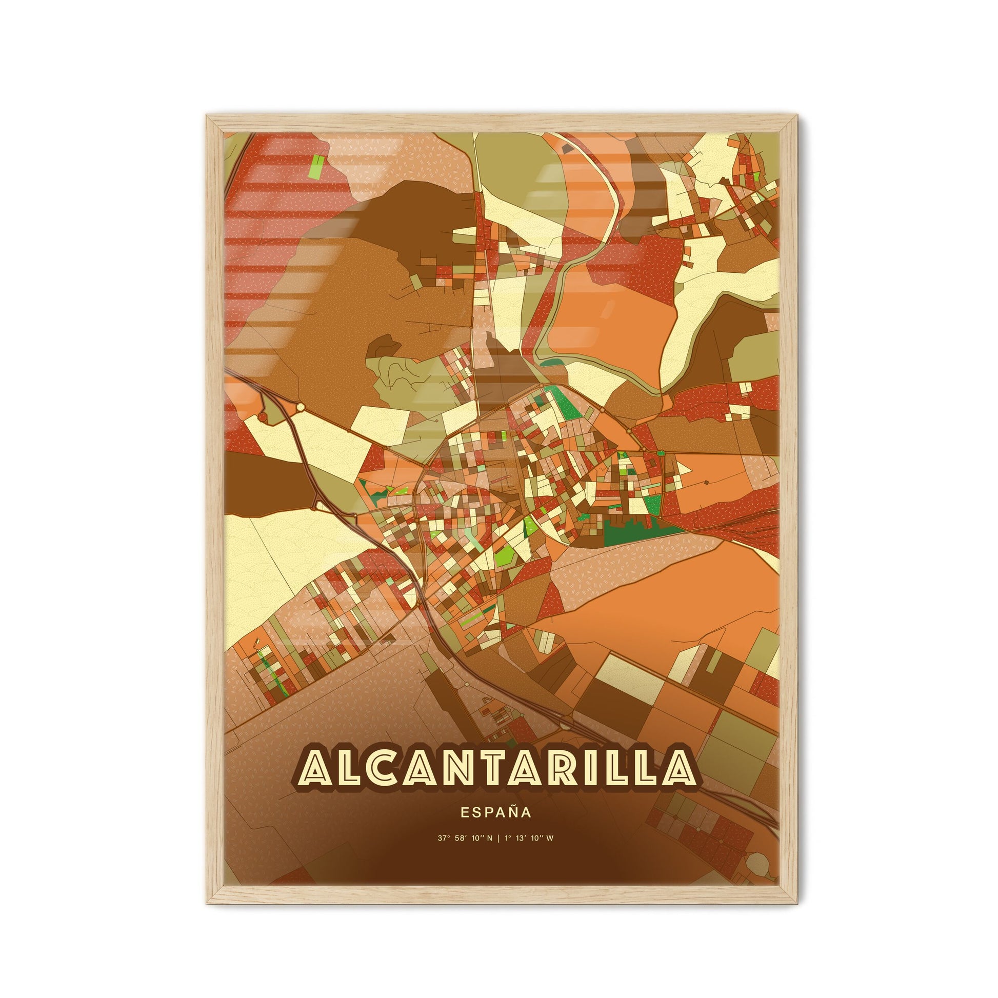 Colorful ALCANTARILLA SPAIN Fine Art Map Farmhouse