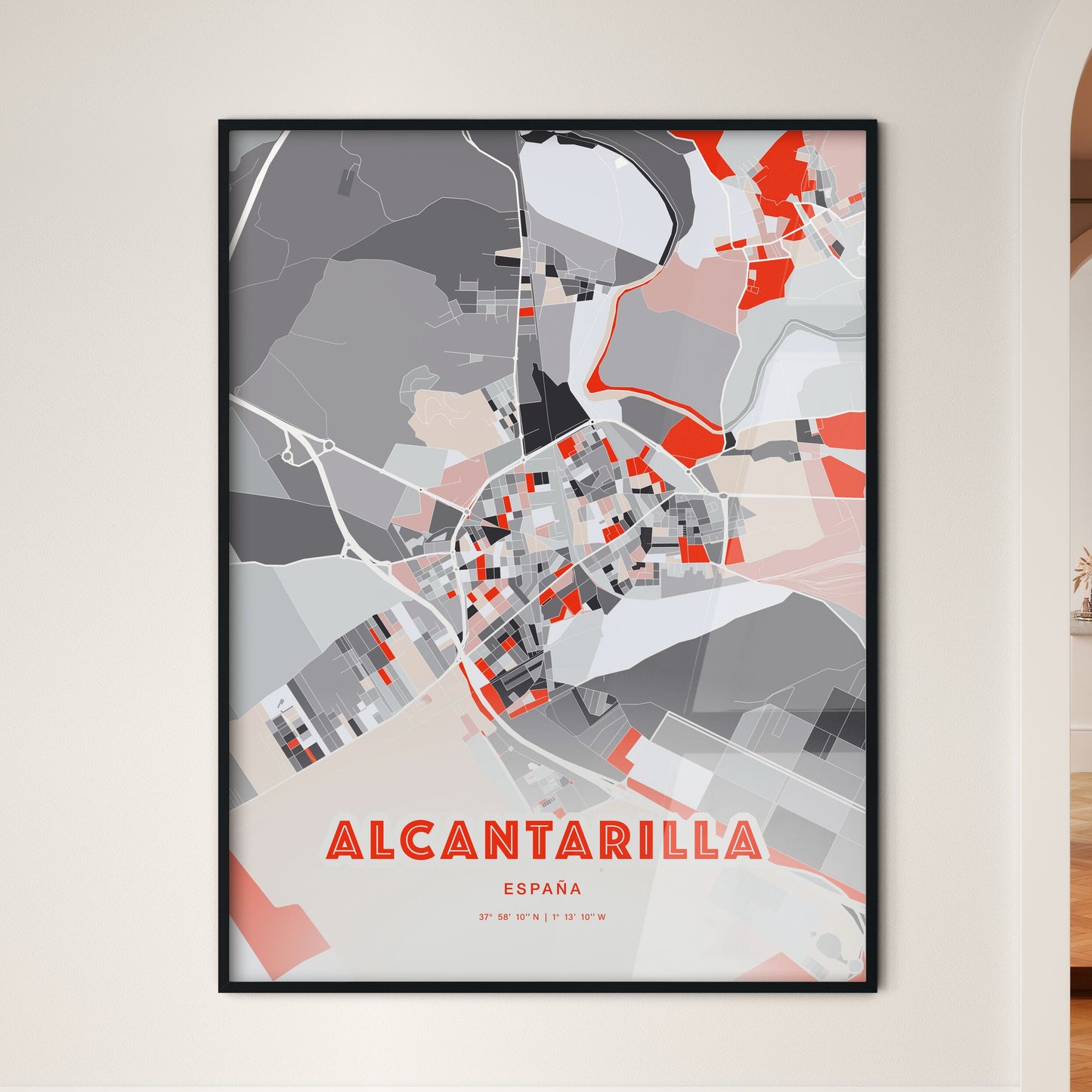 Colorful ALCANTARILLA SPAIN Fine Art Map Modern