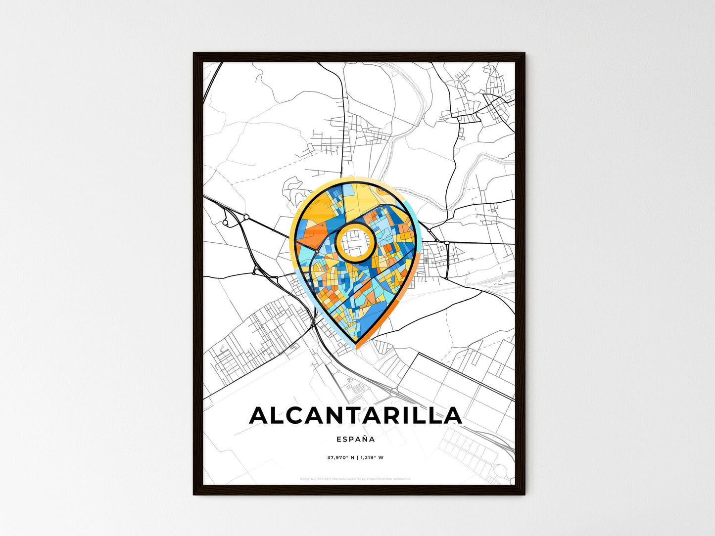 Alcantarilla Spain wedding art map with pointer icon