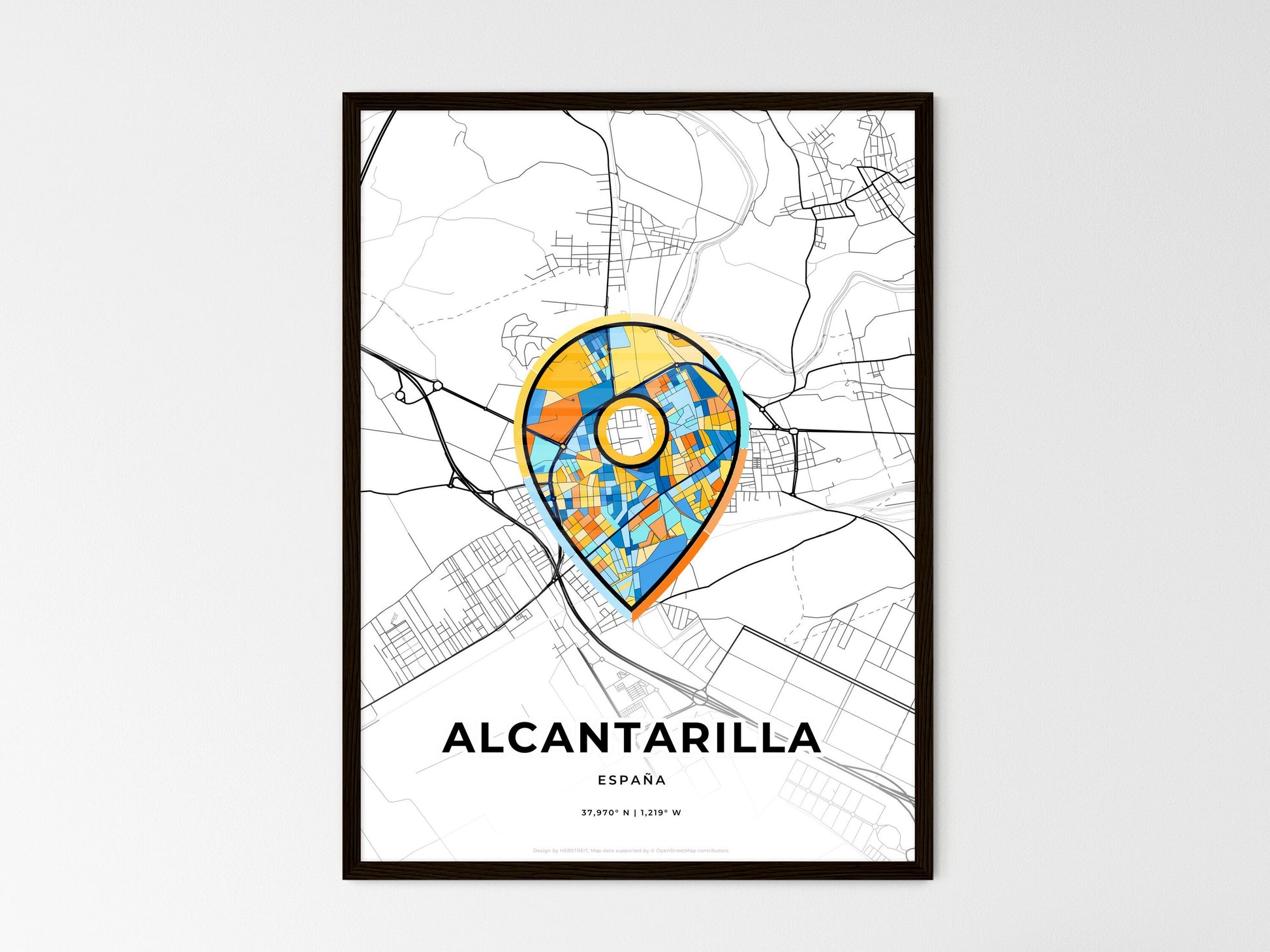 Alcantarilla Spain wedding art map with pointer icon