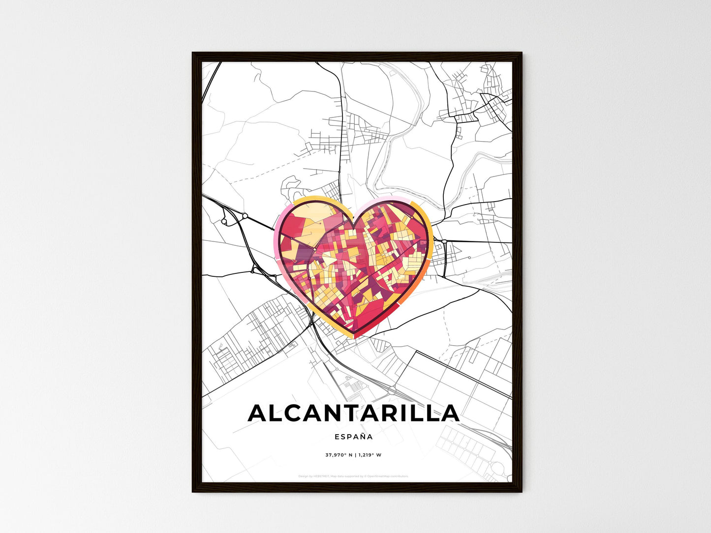 Alcantarilla Spain wedding art map with heart icon