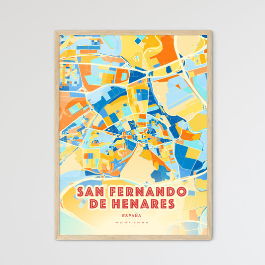 Colorful SAN FERNANDO DE HENARES SPAIN Fine Art Map Blue Orange