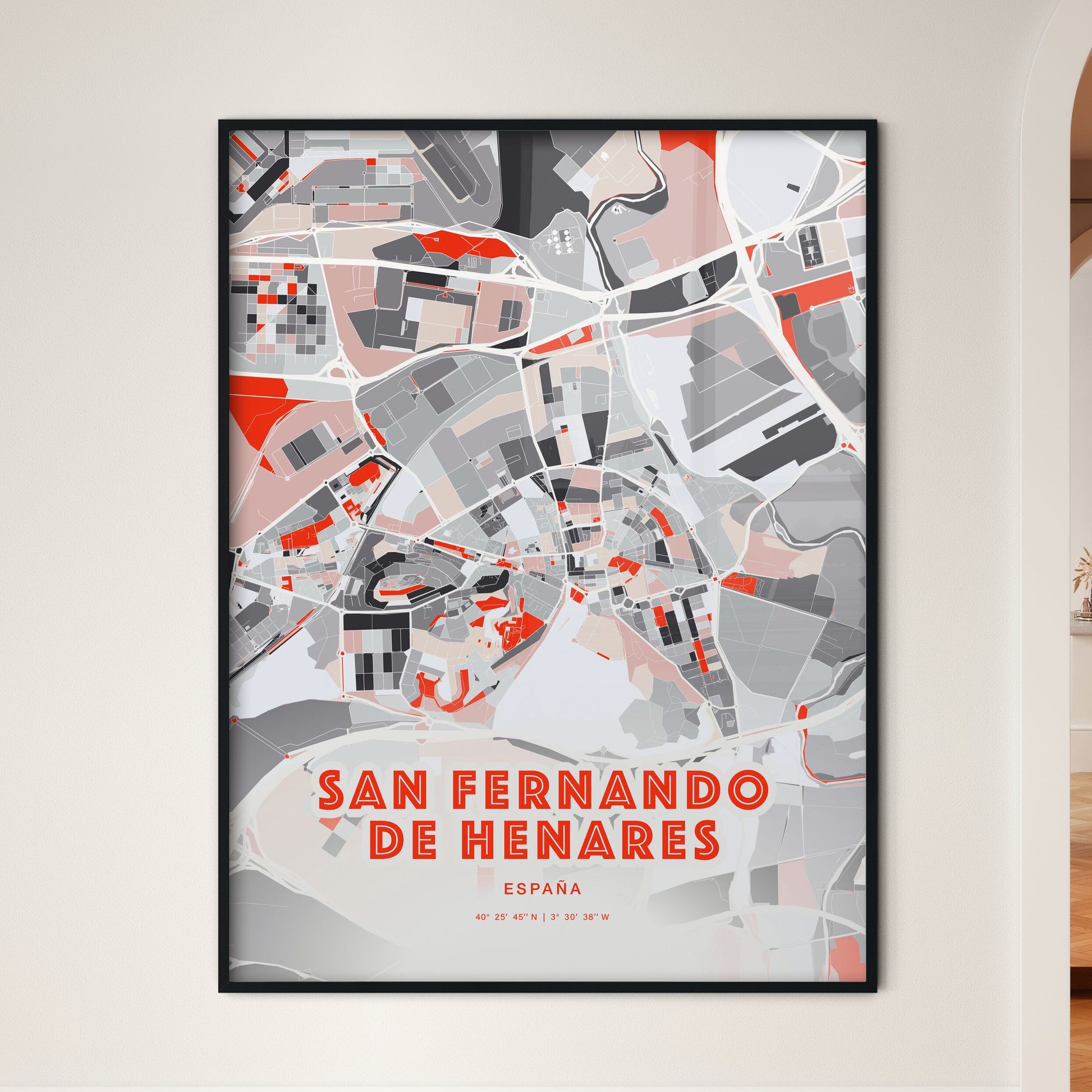 Colorful SAN FERNANDO DE HENARES SPAIN Fine Art Map Modern