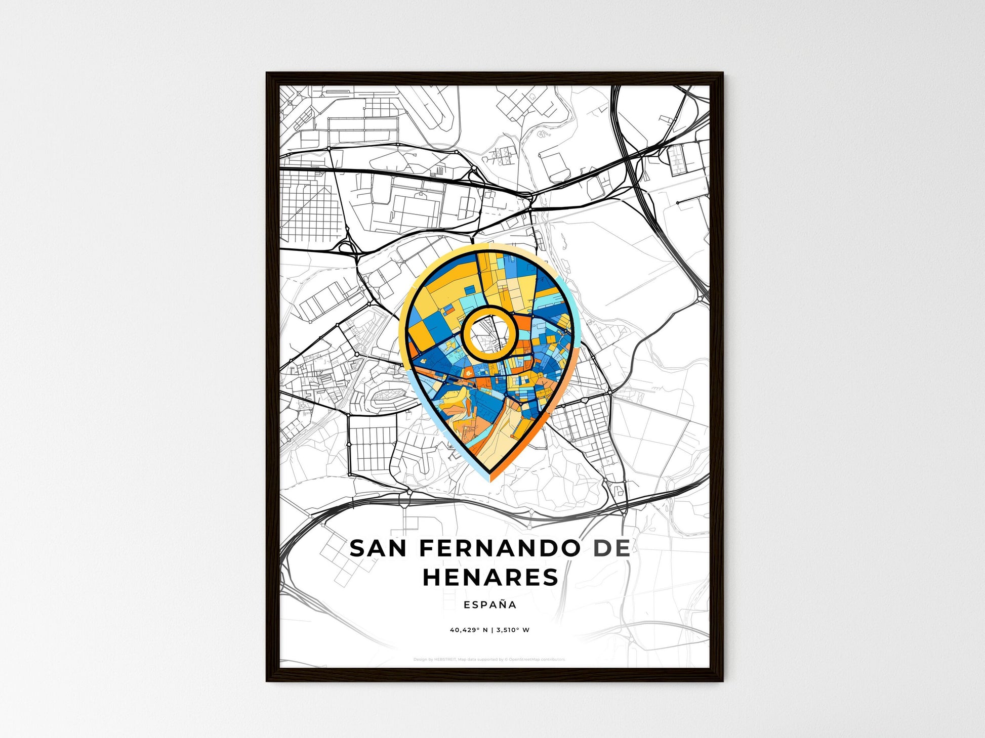 San Fernando De Henares Spain wedding art map with pointer icon