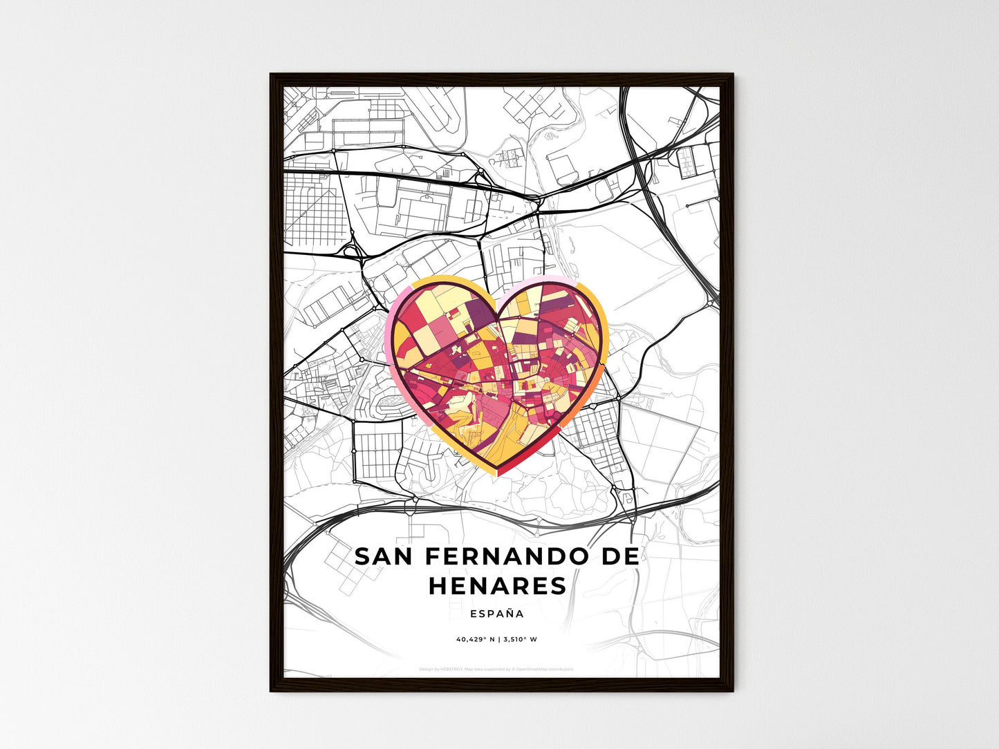 San Fernando De Henares Spain wedding art map with heart icon