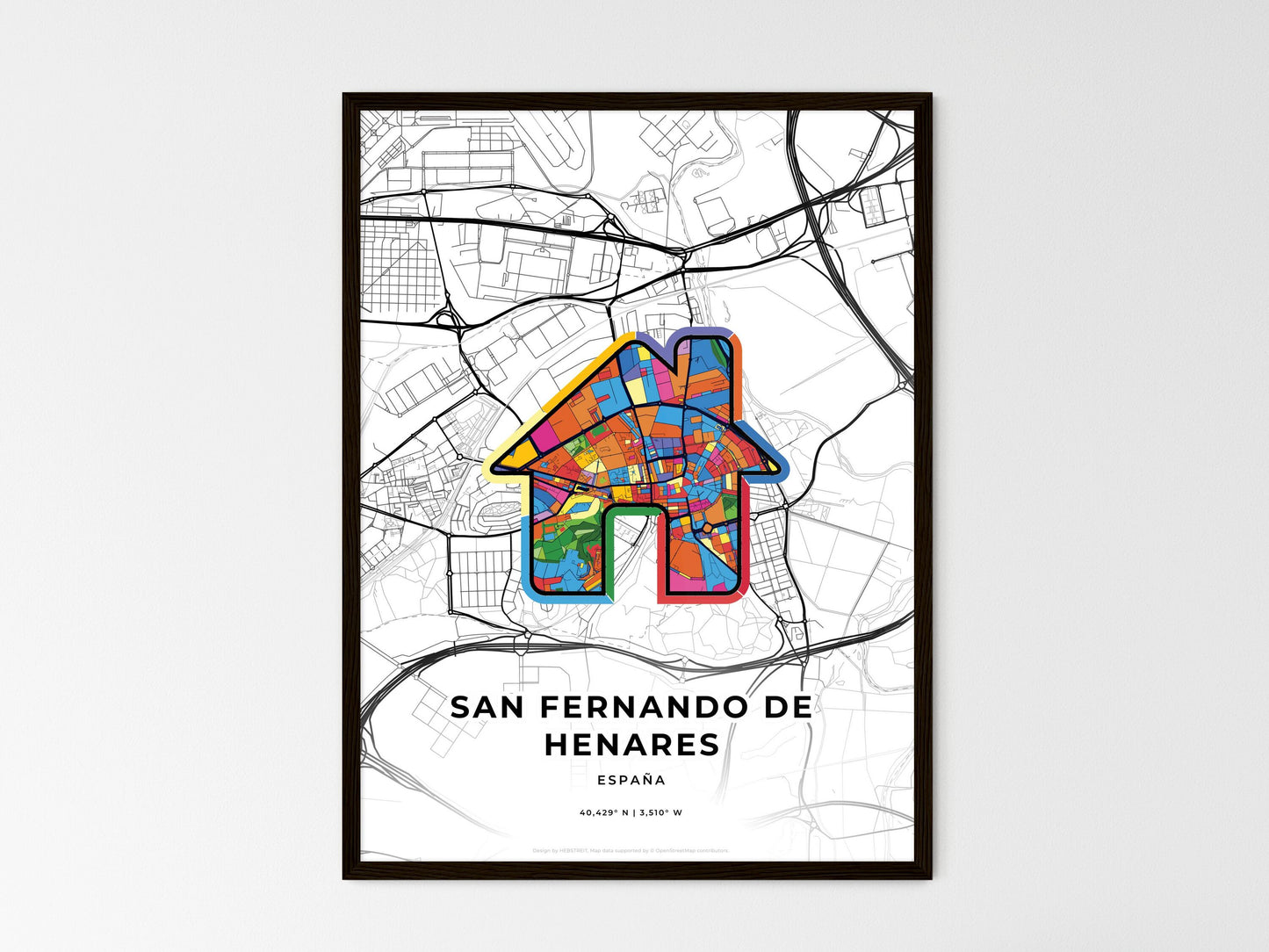 San Fernando De Henares Spain wedding art map with home icon