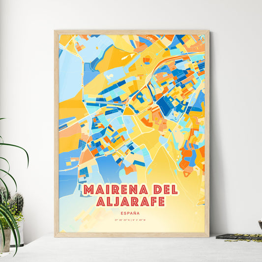 Colorful MAIRENA DEL ALJARAFE SPAIN Fine Art Map Blue Orange