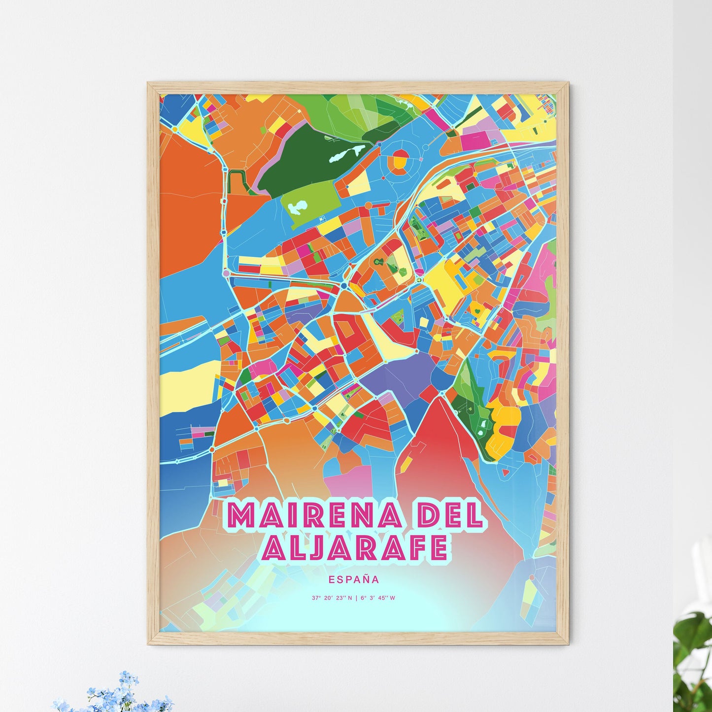 Colorful MAIRENA DEL ALJARAFE SPAIN Fine Art Map Crazy Colors