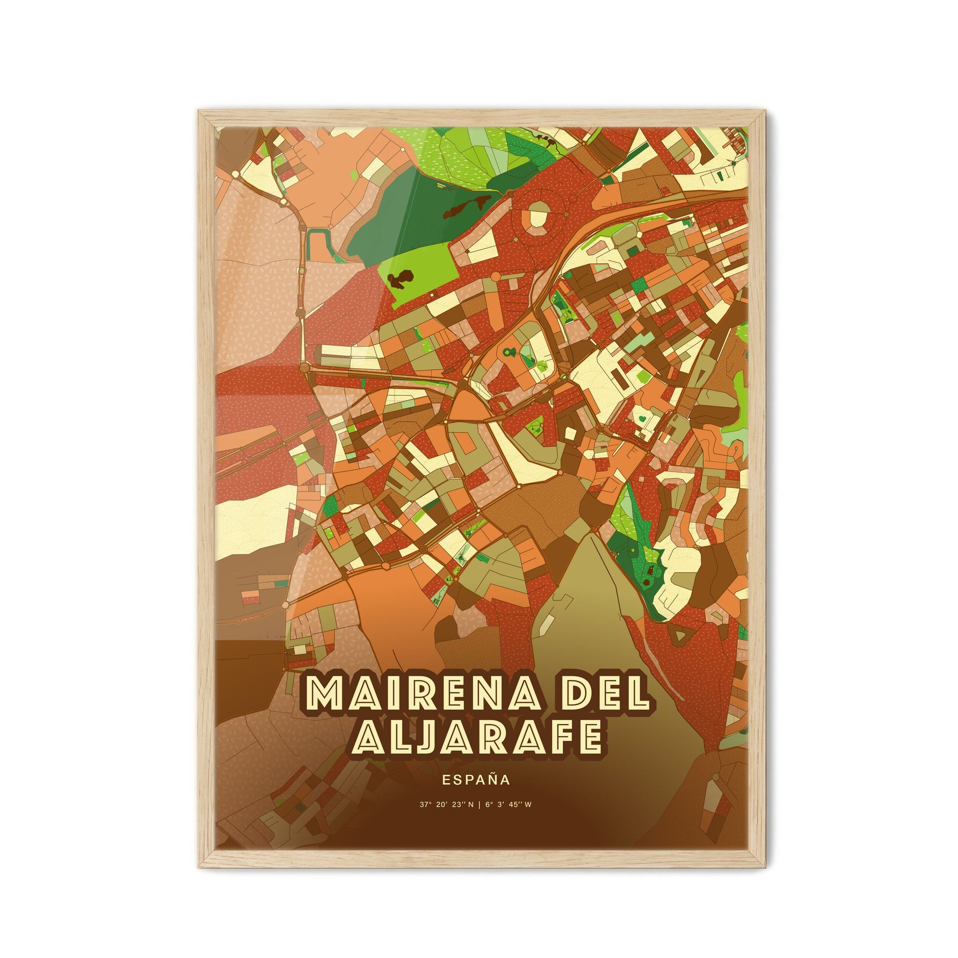 Colorful MAIRENA DEL ALJARAFE SPAIN Fine Art Map Farmhouse