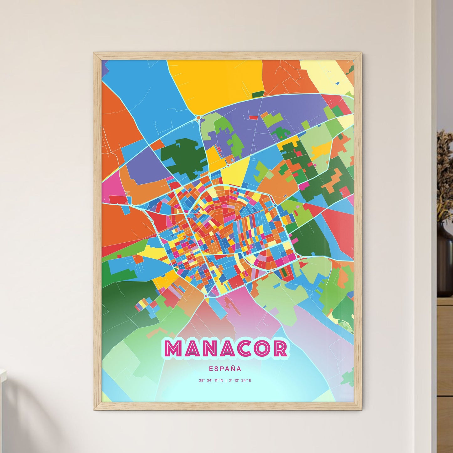 Colorful MANACOR SPAIN Fine Art Map Crazy Colors