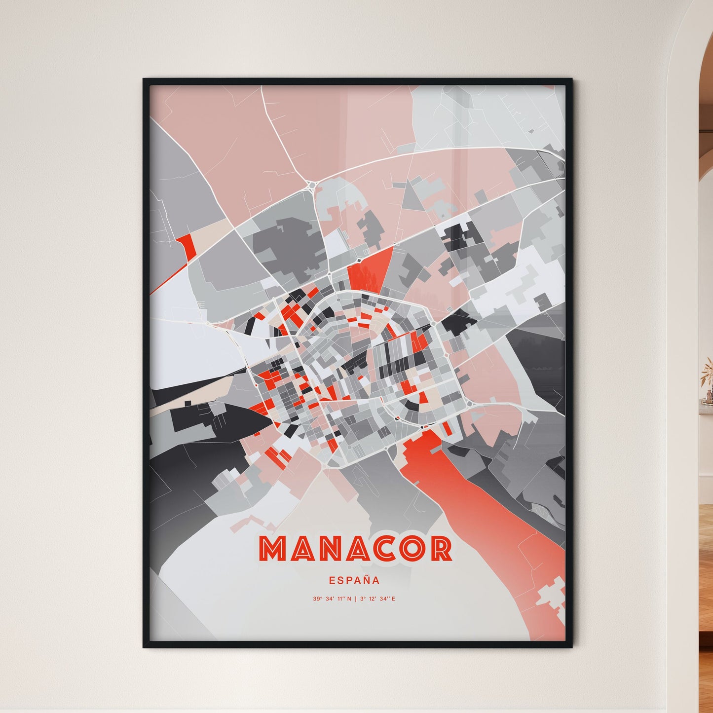 Colorful MANACOR SPAIN Fine Art Map Modern