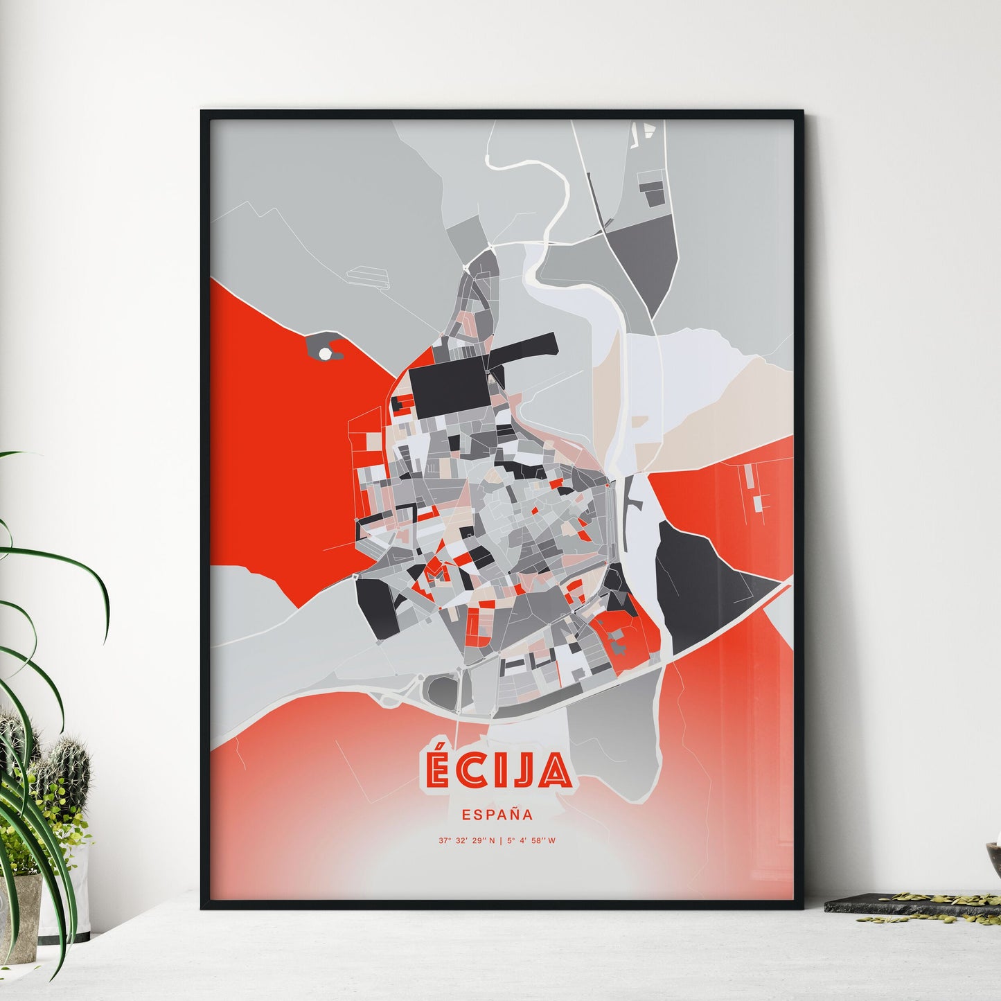 Colorful ÉCIJA SPAIN Fine Art Map Modern