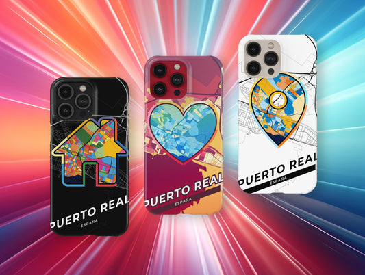 Puerto Real Spain slim phone case with colorful icon. Birthday, wedding or housewarming gift. Couple match cases.