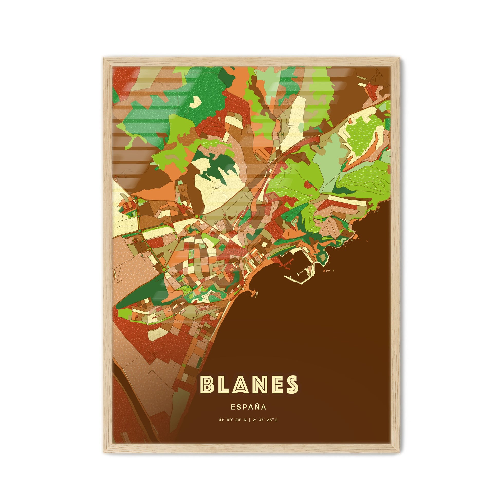 Colorful BLANES SPAIN Fine Art Map Farmhouse