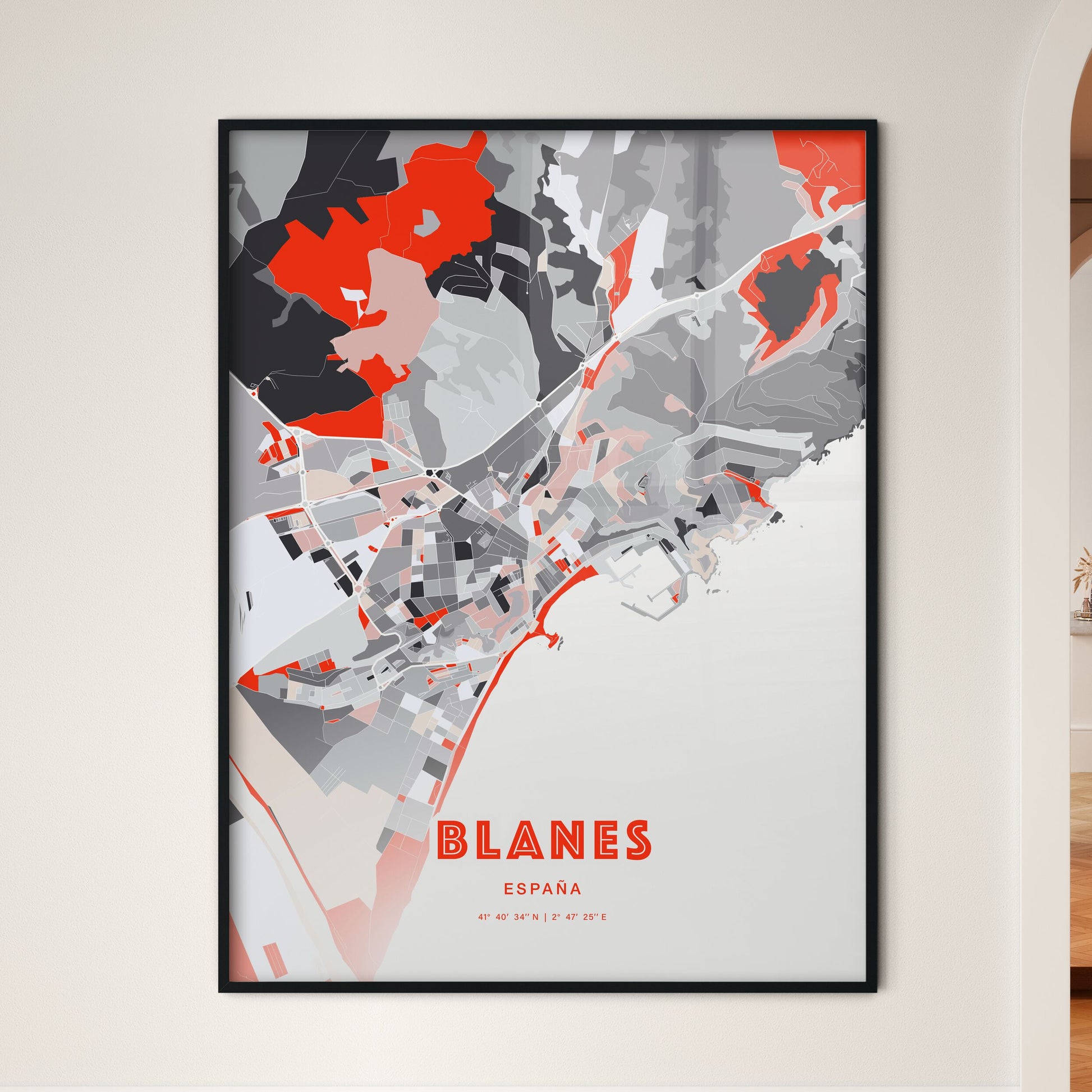 Colorful BLANES SPAIN Fine Art Map Modern