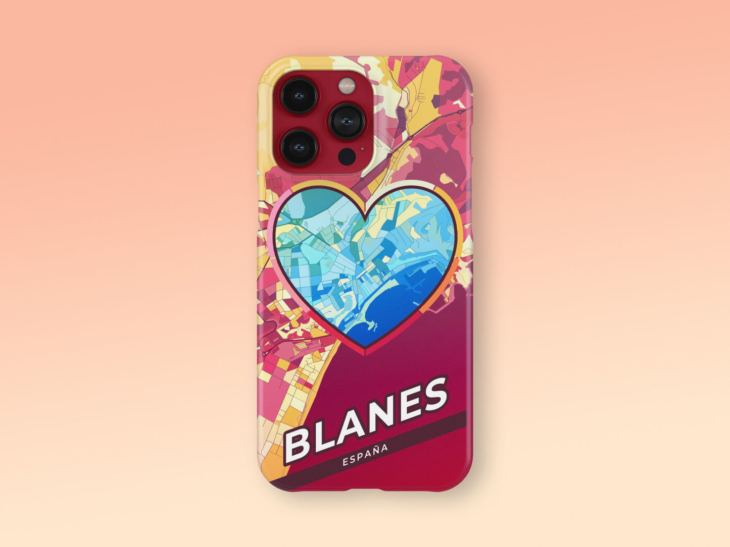Blanes Spain slim phone case with colorful icon. Birthday, wedding or housewarming gift. Couple match cases. 2