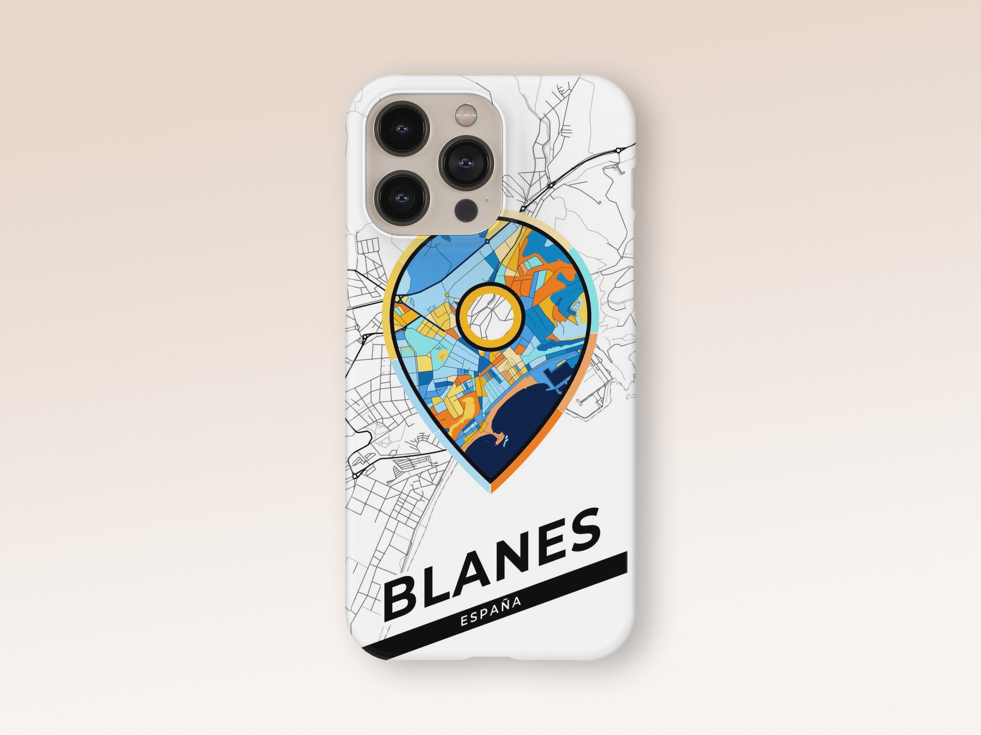 Blanes Spain slim phone case with colorful icon. Birthday, wedding or housewarming gift. Couple match cases. 1