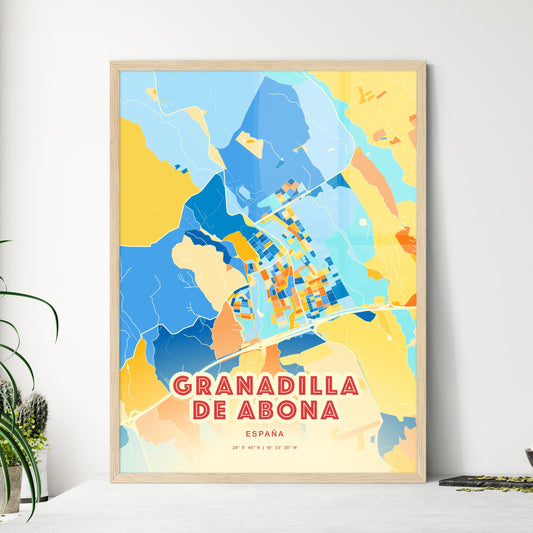 Colorful GRANADILLA DE ABONA SPAIN Fine Art Map Blue Orange